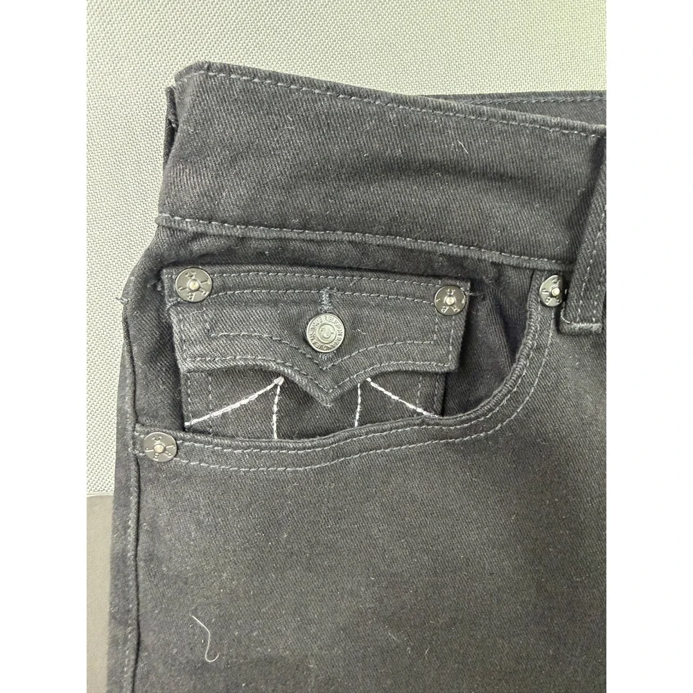 True Religion Ricky Relaxed Straight Jeans Mens Black Flap‎ Pocket 34x33 NWT